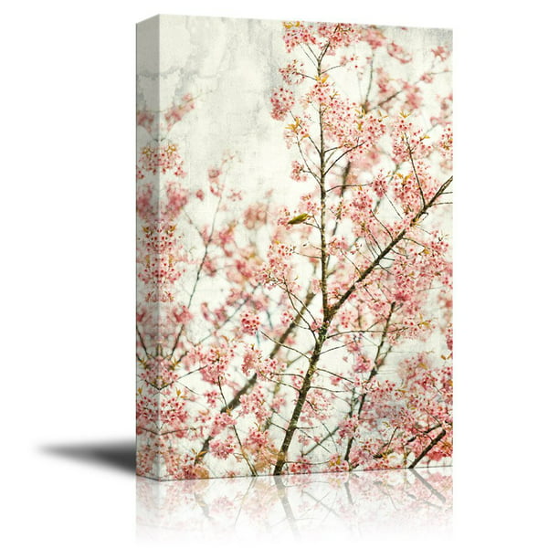 Wall26 Canvas Wall Art Vintage Style Cherry Blossom In Spring Giclee Print Gallery Wrap Modern Home Decor Ready To Hang 12x18 Inches Com - Vintage Cherry Blossom Wall Decor