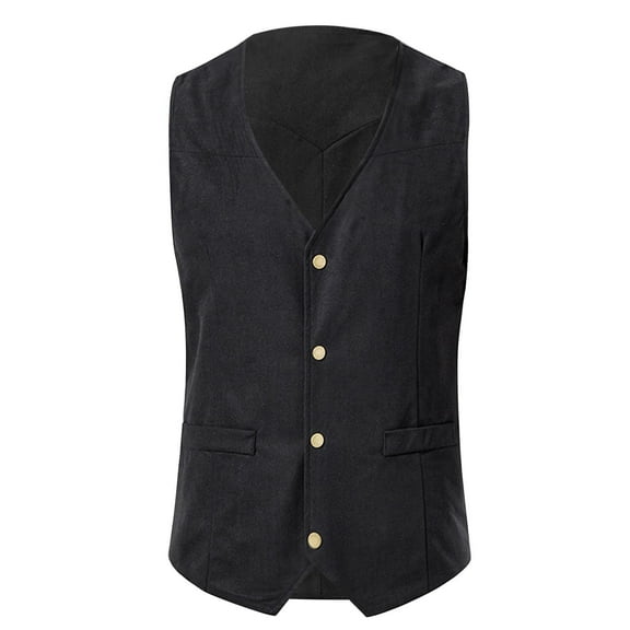 Dovford Western Cowboy Suit Vest for Men Suede Leather Waistcoat 2 Pockets Slim Fit Casual Farm Style