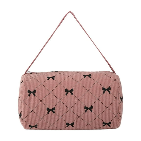 Twfbrm Purses and Handbags for Women, Bowknot Print Clutch Purse with Zipper Closure, Trendy Top-handle Totes Satchel Small Corduroy Hobo Handbags Evening Bag for Travel Wedding Party