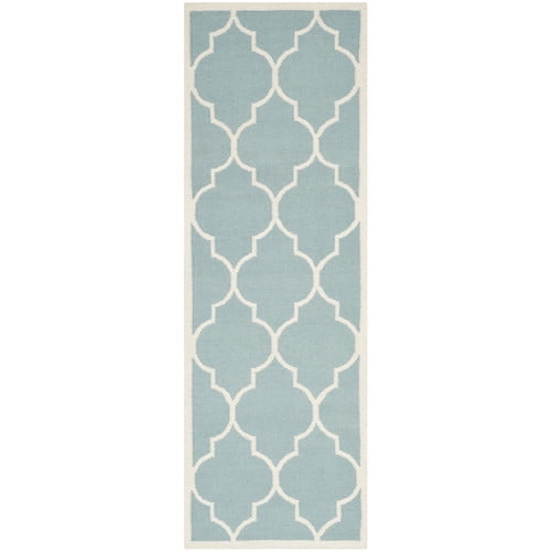 Safavieh Dhurries Hand-Woven Flatweave Wool Light Blue/Ivory Area Rug