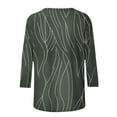 thumbnail image 5 of Womens Tops 3/4 Sleeve Round Neck Printed Shirts Casual Summer T-Shirts Army Green M, 5 of 6