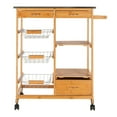 thumbnail image 5 of Kitchen Rolling Microwave Cart on Wheels, Microwave Oven Stand Storage Cart on Wheel, Mobile Kitchen Cart, Rustproof Food Pantry Carts with 3 Storage Drawers, 2 Shelves, 3 Metal Baskets, Q3503, 5 of 9