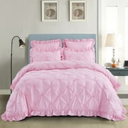 HIG Blush Pinch Pleat Comforter Set, 5-Piece, King