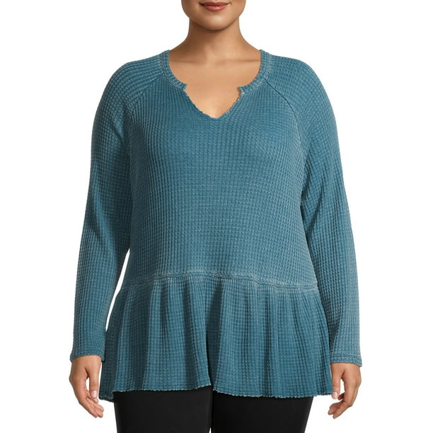 peplum waffle knit top