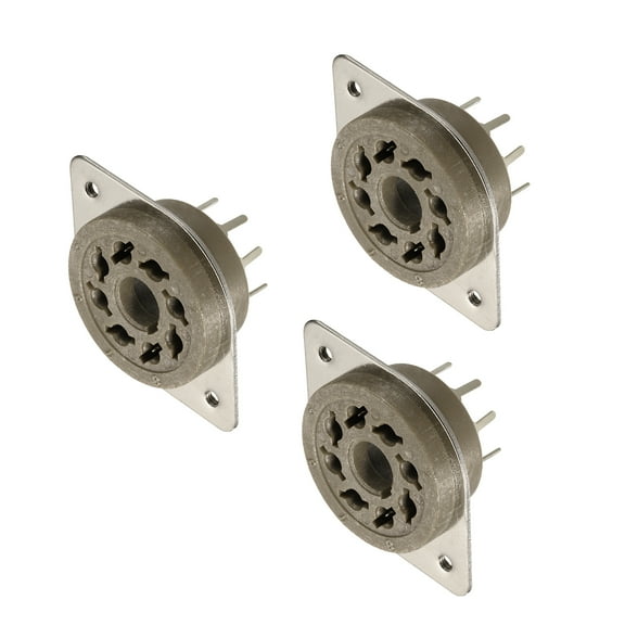 8pin PCB Tube Socket Ceramics, Vacuum Tube Protect Tube Socket Brown for 12AX7, 12AU7 Tube Pack of 3,GZS8-F-G