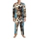 thumbnail image 3 of Balery Blue Sky Cute Wolf Pijama para Hombre de Dos Piezas con Manga Larga, Conjunto de Dormir y Descanso Suave con Bolsillos-Medium, 3 of 7