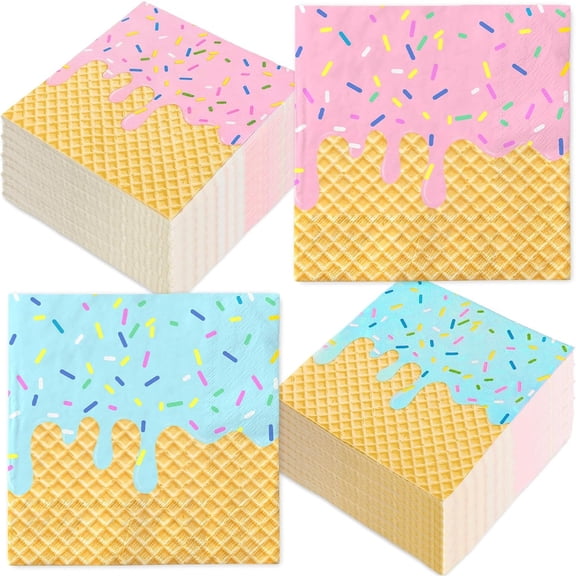 Ice Cream Paper Napkins Restaurant Usage Party Disposable Double Sided 40 Sheets