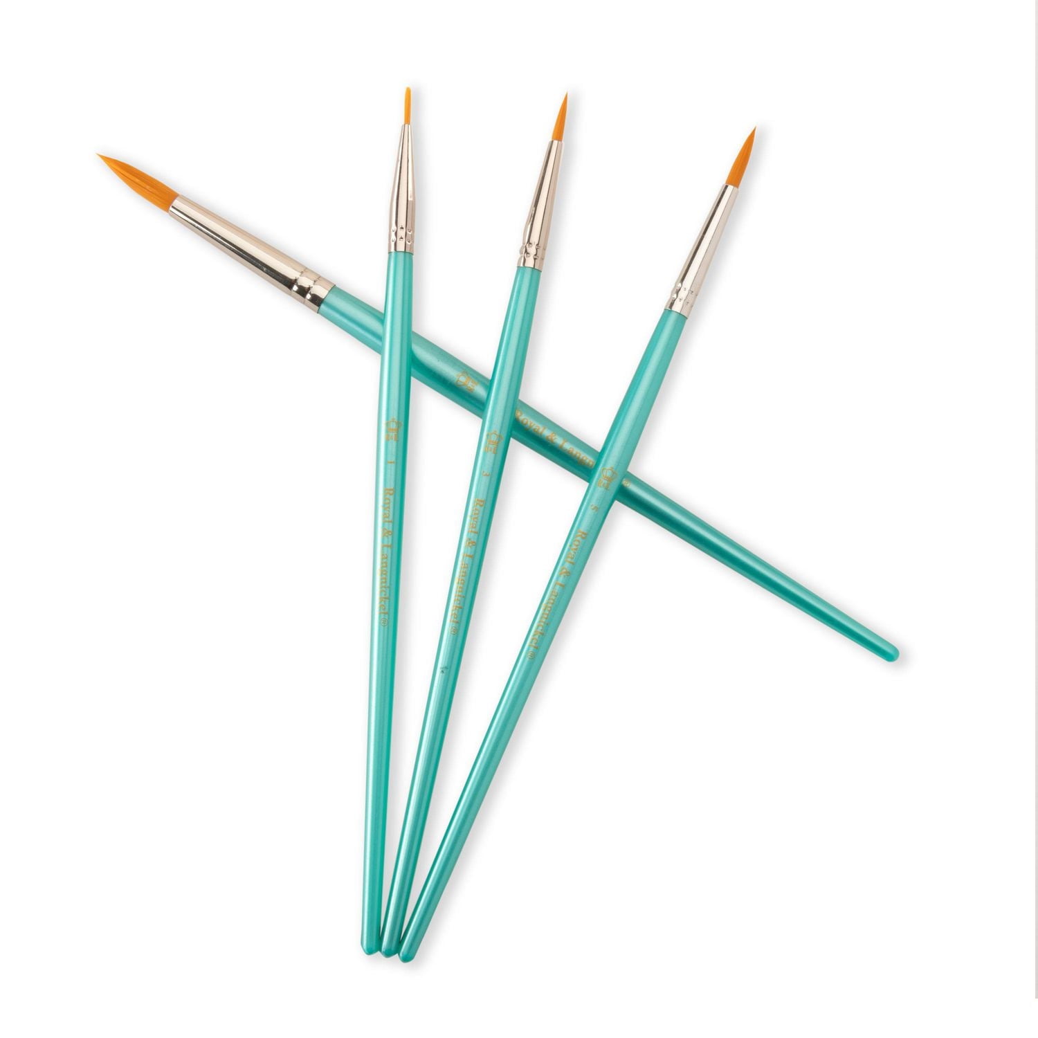 Royal & Langnickel - 4pc Gold Taklon All Media Round Variety Paint Brush Set, 4pc Gold Taklon All Media Brush Set