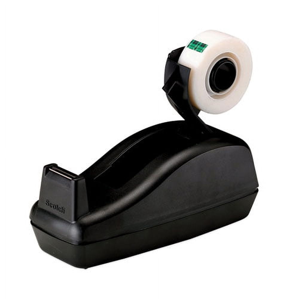 Deluxe Desktop Tape Dispenser, Heavily Weighted, Attached 1" Core, Black | Bundle of 2 Each