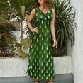 thumbnail image 5 of Maxi Dress Winter Christmas Tree Dress Green and Gold Kawaii Casual Bohemia Long Dresses High Waist Pattern Oversize Vestido, 5 of 7