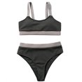 thumbnail image 1 of Traje de baño dividido gris para mujer: elástico y apto para piscina, conjunto de bikini de cintura alta talla L, 1 of 6