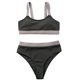 thumbnail image 1 of Traje de baño gris con abertura elástica para aventuras en piscinas y aguas termales, conjunto de bikini de cintura alta talla S, 1 of 6
