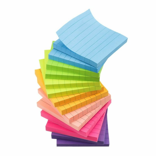 14 Blocs/Paquete Compra Anticipada 7 Notas Adhesivas Forradas De Colores Brillantes Notas Autoadhesivas 3 X 3 Pulgadas 80 Hojas/Bloc