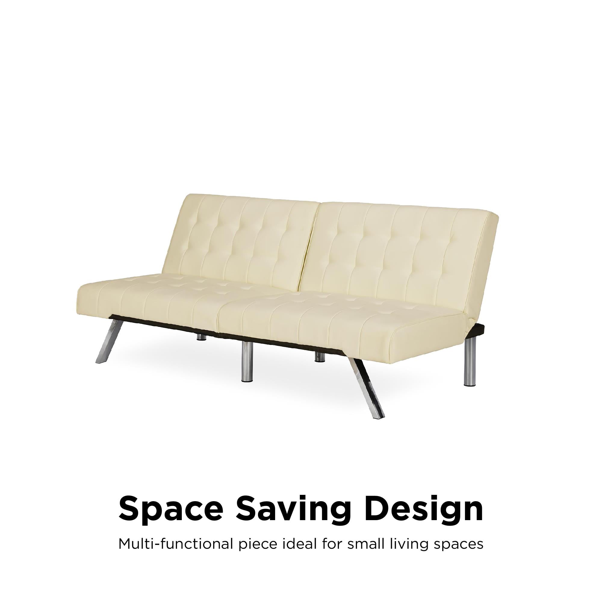 DHP Emily Convertible Futon, Vanilla Faux Leather