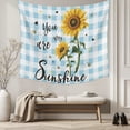 thumbnail image 5 of Sunflower Large Tapestry for Bedroom Wall Hanging Tapestry, Blue Plaid Farmhouse You Are My Sunshine Ceiling Backdrop Tapestries Poster Blanket Wall Decor for Teens Room Living Room Dorm 86" x 104", 5 of 8