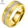 thumbnail image 5 of Tioneer Dome Tungsten Carbide Ring w Eternity Cubic Zirconia in Silver Gold or Black w Black CZ, 5 of 5