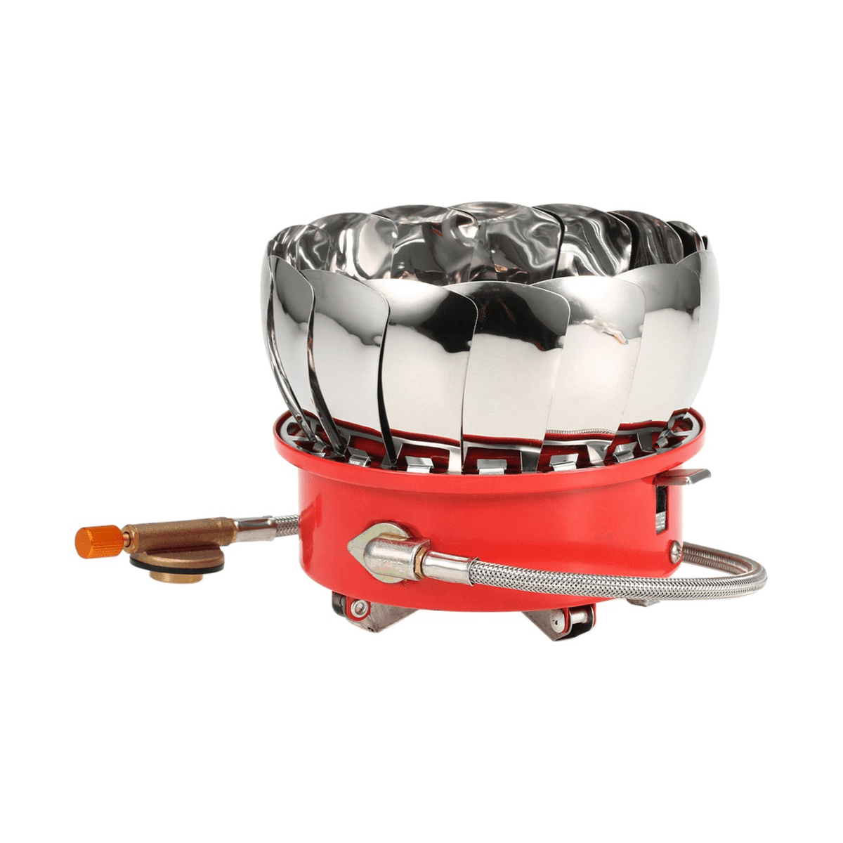 Windproof Piezo Ignition Lotus Gas Stove Outdoor Cooking Gas Burner Cookware with Adapter for Camping Hiking Picnic