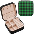 thumbnail image 4 of GZHJMY St. Patrick's Day Plaid Mini Jewelry Box, Portable Leather Travel Small Jewelry Organizer Case for Earring, Necklace, Rings, Bracelets, 4 of 7