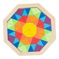 thumbnail image 1 of Juego de bloques de madera Montessori con patrones de tangram y formas geométricas de arcoíris. mi, 1 of 9