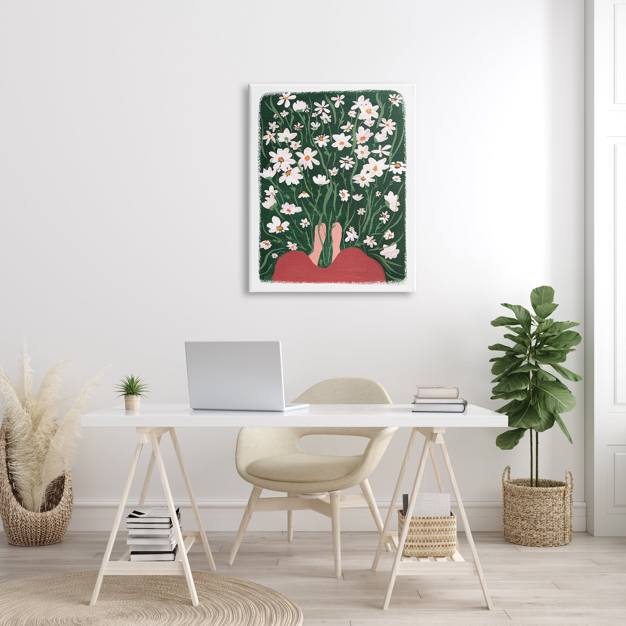 Stupell Industries Standing in Peaceful Flower Meadow Blooming Daisies Painting Painting Gallery Wrapped Canvas Print Wall Art, Design by Birgit Maria Kiennast