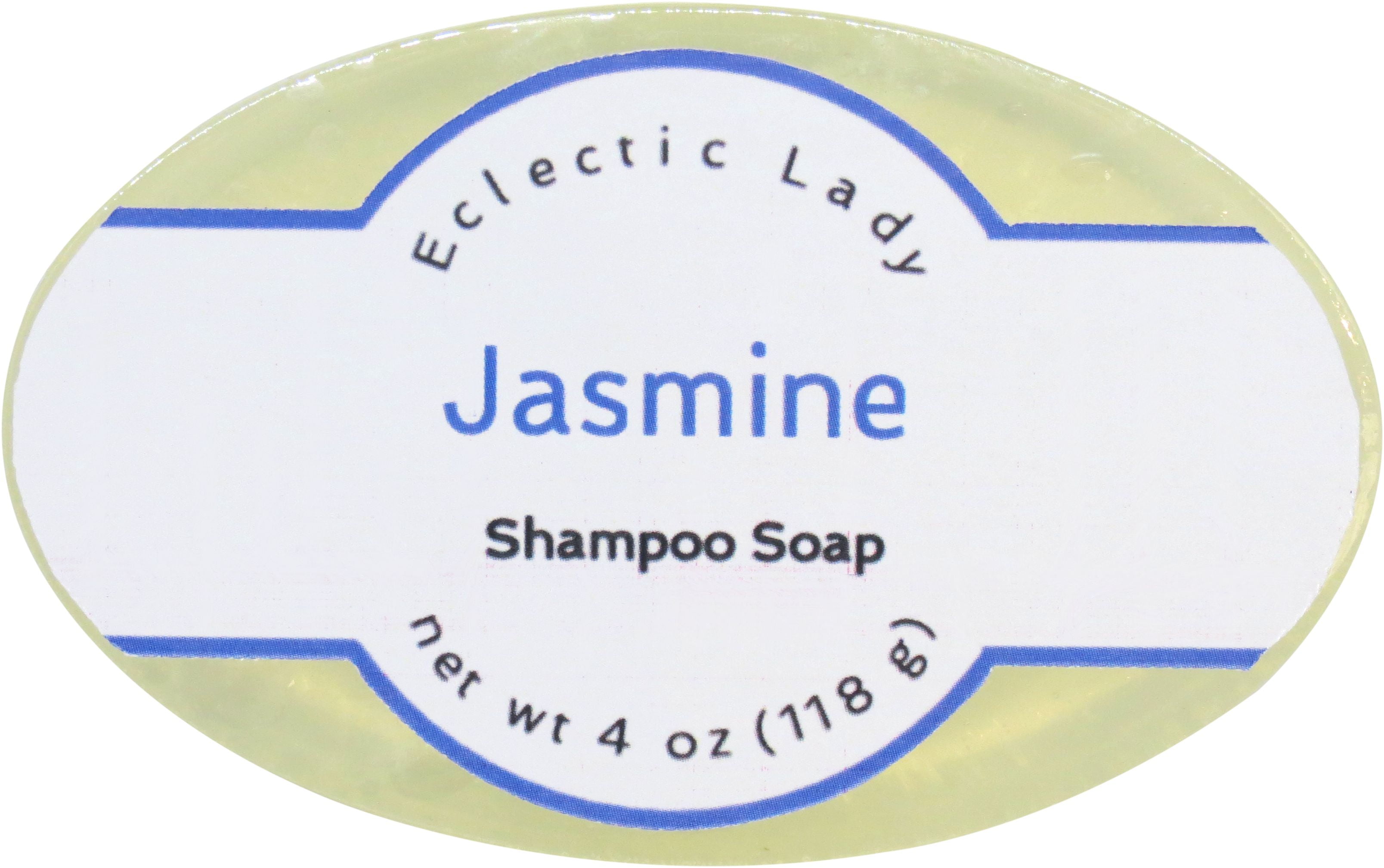 Jasmine Shampoo Soap Bar By Eclectic Lady with Pure Argan Oil, Silk Protein, Honey Protein and Extracts of Calendula Flower, Aloe, Carrageenan, Sunflower - 4 oz Bar