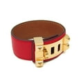 thumbnail image 1 of Pre-Owned Hermes Collier De Chien 24 Leather,Metal Bangle Gold,Red Color (Good), 1 of 9