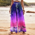 thumbnail image 1 of Pants for Women, Woman Halloween Printing Elastic Waist Drawstring Wide Leg Long Pants, 1 of 5