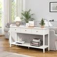 thumbnail image 6 of May in Color Fluted Console Table with 3 Drawers, Modern White Entryway Table with Storage Shelf, for Living Room, Entryway, Hallway, 6 of 9