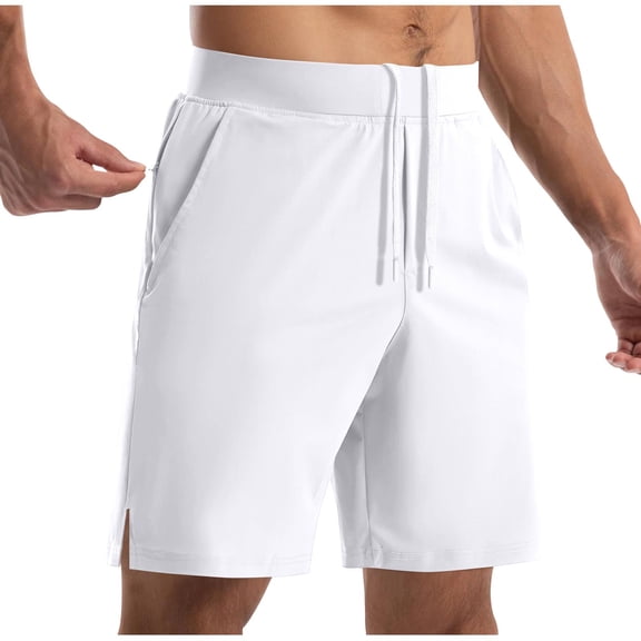 Besolor Mens Workout Shorts High Waisted Elastic Drawstring Wide Leg Split Hem Casual Summer Running Half Pants with Pockets