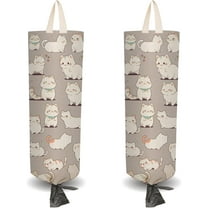 2Pcs Cute Cat Plastic Grocery Bag Holder with 4Pcs Hooks Reusable Wall Mount Heavy Duty Shopping Storage Bag Sack Dispenser for Home Kitchen Store