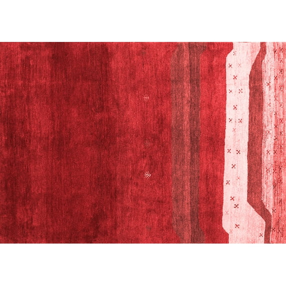 Ahgly Company Indoor Rectangle Abstract Red Contemporary Area Rugs, 3' x 5'