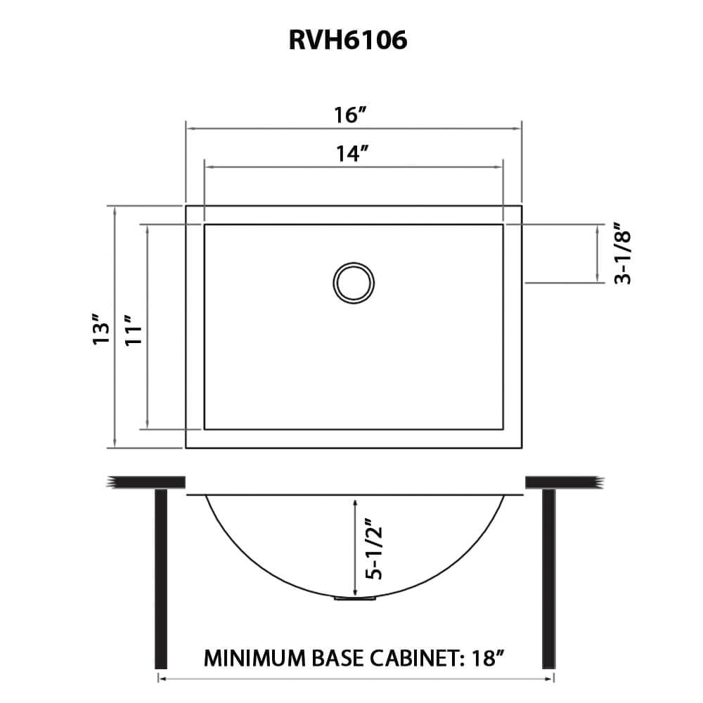 Ruvati RVH6106BL 16 x 13 in. Stainless Steel Undermount Bathroom Sink, Gunmetal Black