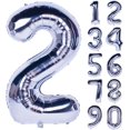 thumbnail image 1 of 40 Inch Silver Numbers 0-9 Birthday Party Decorations Helium Foil Mylar Number Balloon Digital 2, 1 of 4