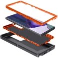 thumbnail image 2 of for Galaxy Note 20 Ultra Case Shockproof 3 in 1 Full Body Protection [Without Screen Protector] Rugged Heavy Duty Durable Cover Case for Samsung Galaxy Note 20 Ultra 5G 6.9 inch, Black/Orange, 2 of 6
