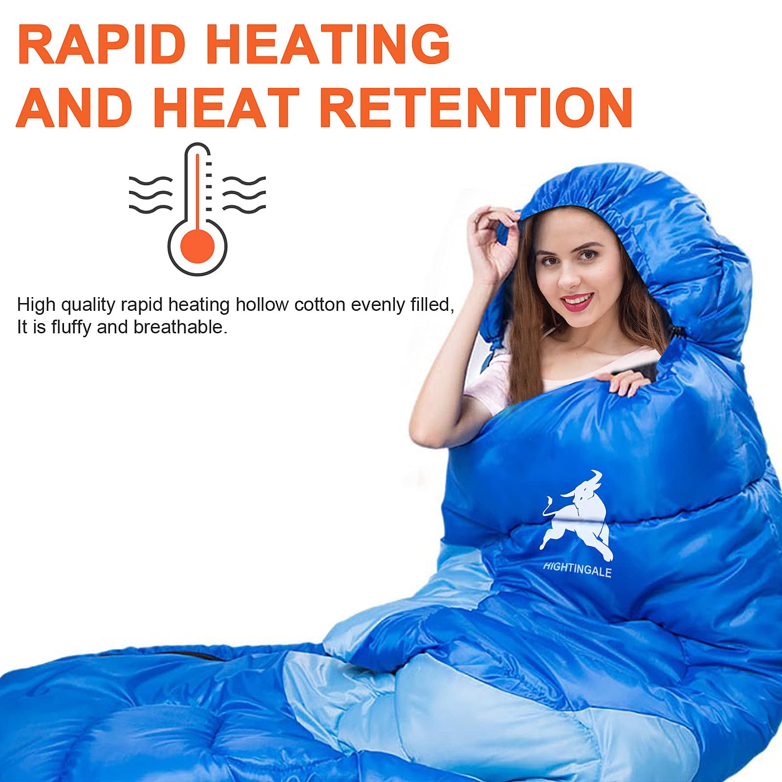 Sleeping Bag, 3-4 Seasons Double Sleeping Bag for Adults, One Person Sleeping Bag Lightweight Waterproof for Cold Weather & Warm, 220CM X 75CM