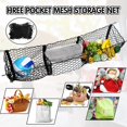 thumbnail image 2 of Automotive Cargo Net Stretchable and 3 Pocket Trunk Net Organizer Black Car Interior Accessories Cargo Storage Mesh Net Truck Bed Grocery Holder with Hooks Screws Buttonholes (43.3 x 15.7 Inches), 2 of 7