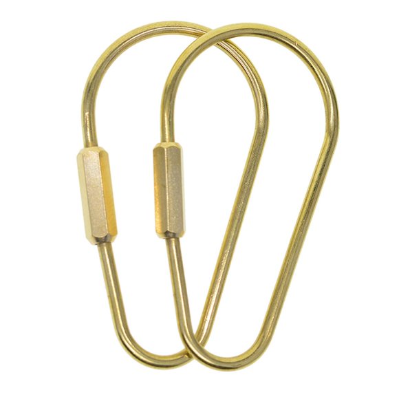2 mosquetones de latón con clip de resorte tipo D/perla para llaveros de camping y bolsas 75x40mm