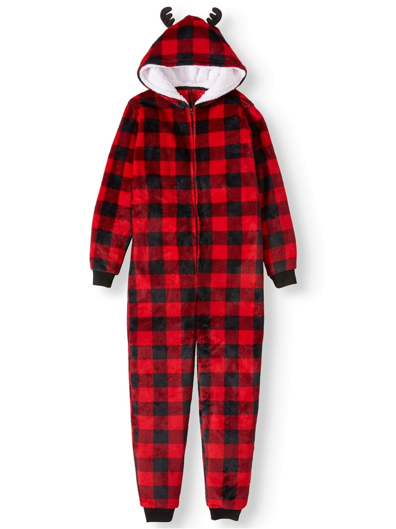 Mens Pajamas Red Plaid Onesie Buffalo Plaid Christmas Pajamas