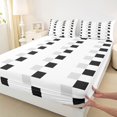 thumbnail image 3 of Homewish Female Men Adults Geometric Plaid Twin Sheet Sets 3pcs,Black White Grey Twin Fitted Sheet Microfiber,Minimalist Grid Checkered Breathable Flat Sheet,Luxury Bedroom Decor, 3 of 7