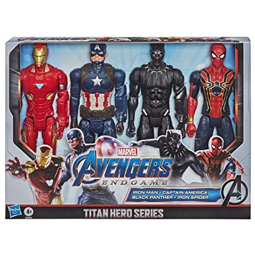 Marvel Avengers Endgame Titan Hero Series 12 Action Figures Captain America Iron Spider Black Panther and Iron Man 4 Action Figures Walmart