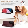thumbnail image 6 of Designed for Samsung Galaxy A53 5G PU Leather Back Case, Vintage Kickstand Card Slots Finger Ring Zipper Drop Protective Business Phone Cover Compatible with Samsung Galaxy A53 5G - Jujubered, 6 of 8