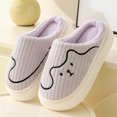 thumbnail image 2 of Penkiiy Warm Slippers for Women Home Cotton Slippers Corduroy Thick Bottom Non-slip Cotton Slippers Couple Home Shoes, Warm Plush Cotton Slippers Mute Non-slip Purple Slippers, 2 of 6