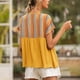 thumbnail image 5 of Camiseta de mujer Étnico Manga corta Hueco con cordones Verano Casual Top, Amarillo, S kenally AP001227-05, 5 of 7
