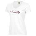 thumbnail image 2 of Women's  White Trinity Tigers Script Logo Comfort Wash V-Neck T-Shirt, 2 of 3