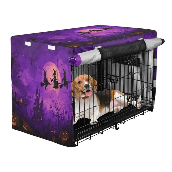 Qxltty Happy Halloween Pumpkin Crate Cover Durable Oxford Cloth Pet Kennel Sunshade Universal Fit for 35in Wire Cage