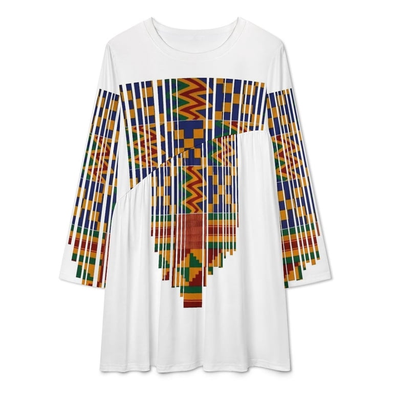 Kente Design African Print African Clothing Loose Dress Evening Dress  Summer Dresses for Women Luxury Dress Long Sleeved Dress - Walmart.com