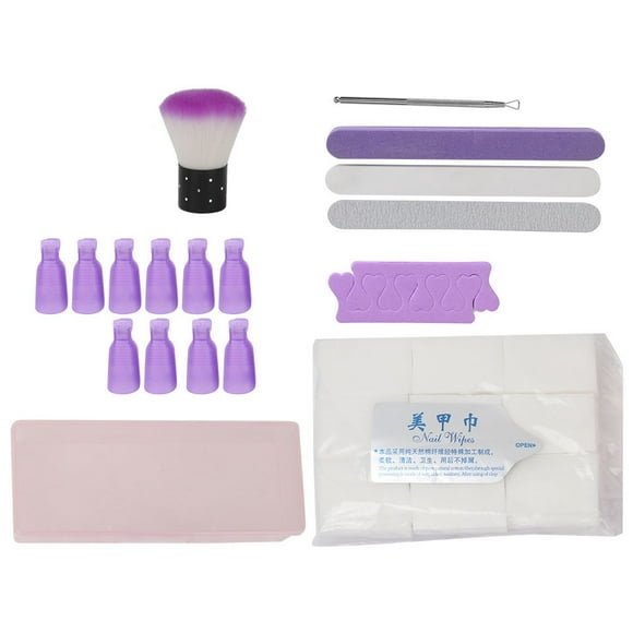 Juego de eliminación de esmalte de uñas, separador de uñas, lima de uñas, cepillo para polvo, Gel, almohadillas de algodón para remojar