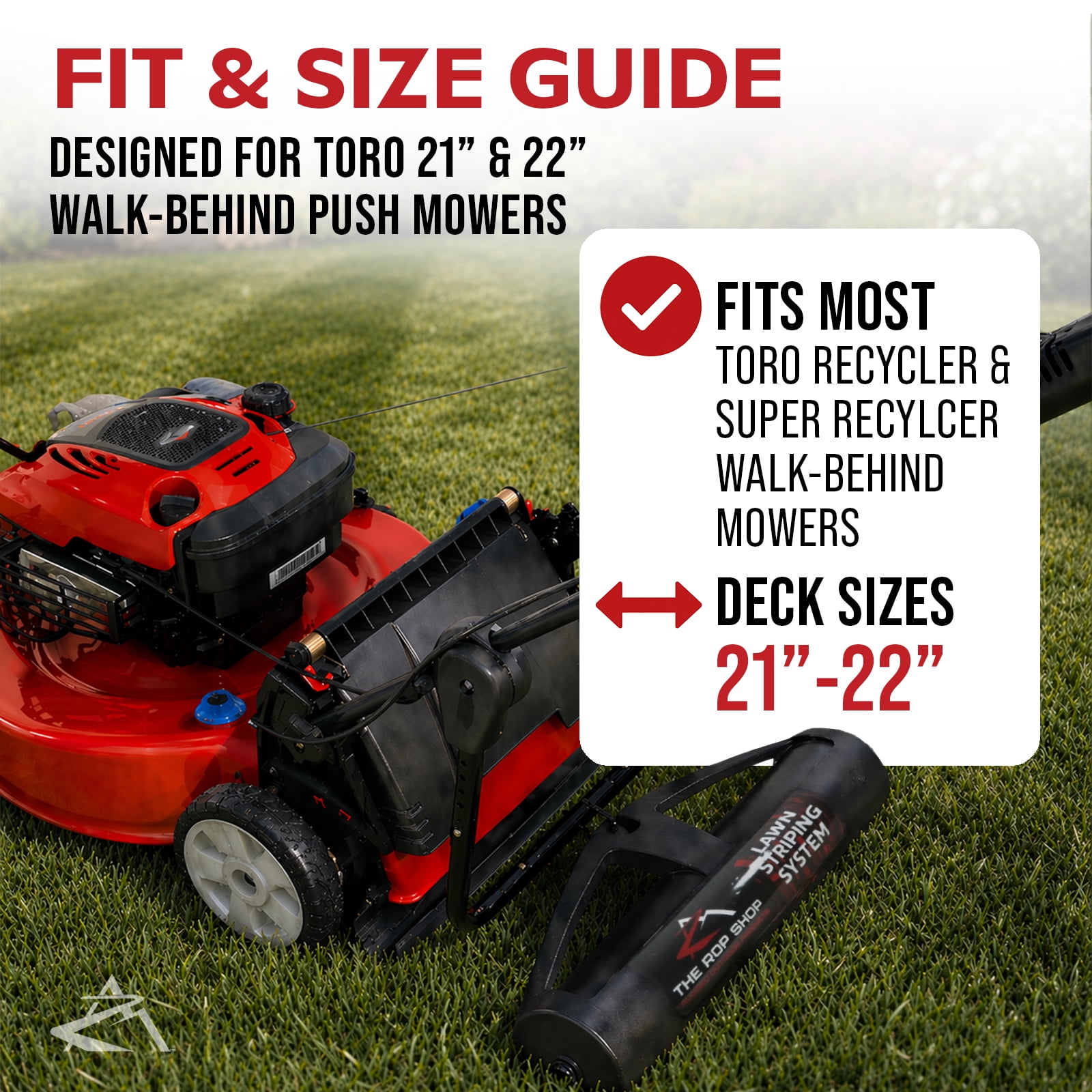 The ROP Shop Lawn Striping Kit fits 21" and 22" Toro Recycler Walk-Behind Mowers