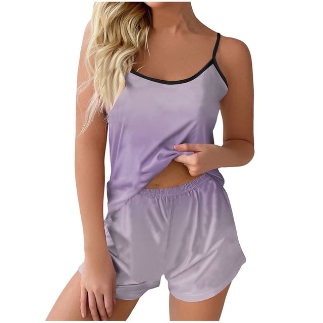 Huaizzzy Ensemble de Pyjama Décontracté pour Femmes Débardeur à Bretelles Shorts Pyjama Maison Ensemble de Pyjama Mignon Shorts Pyjama pour Femmes Ensemble de Robe Pyjama Court pour Femmes Haut et Shorts Ensemble de Pyjama