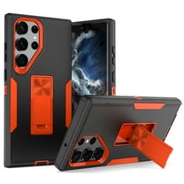 Dteck for Military Grade Drop Protection Case for Samsung Galaxy S23 Ultra, Heavy-Duty Hybrid Rugged Full Body Magnetic Mount Holder Kickstand Shockproof Phone Cover, Black Orange
